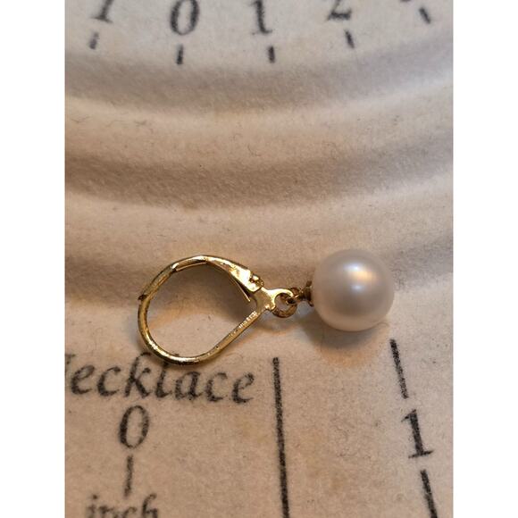 14K Gold & Pearl Drop Earrings 1" 2.64g - Picture 11 of 12